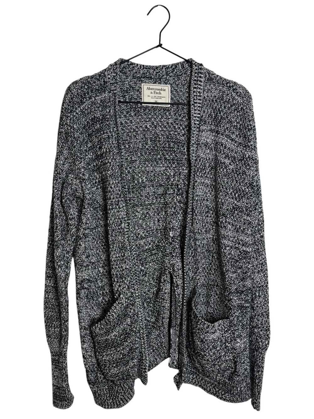 Abercrombie & Fitch Black White Marled Overlap Cross Back Cardigan